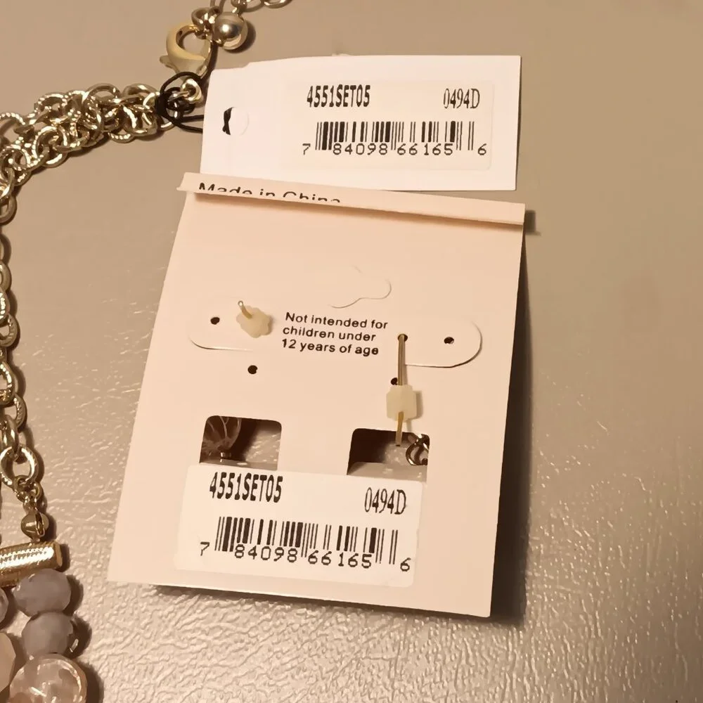 Ava Renee women's matching set multi-color multi-layer necklace & earrings - NWT